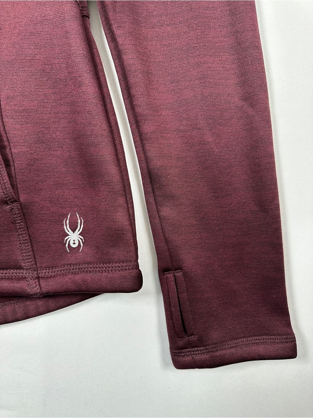 Spyder Performance Hoodie Jacket Burgundy Thumbhole Zip Up Size M - Picture 2 of 10